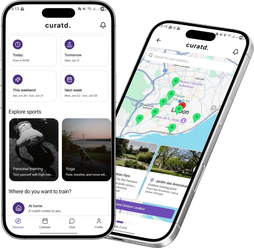 The Curatd app, mid-booking
